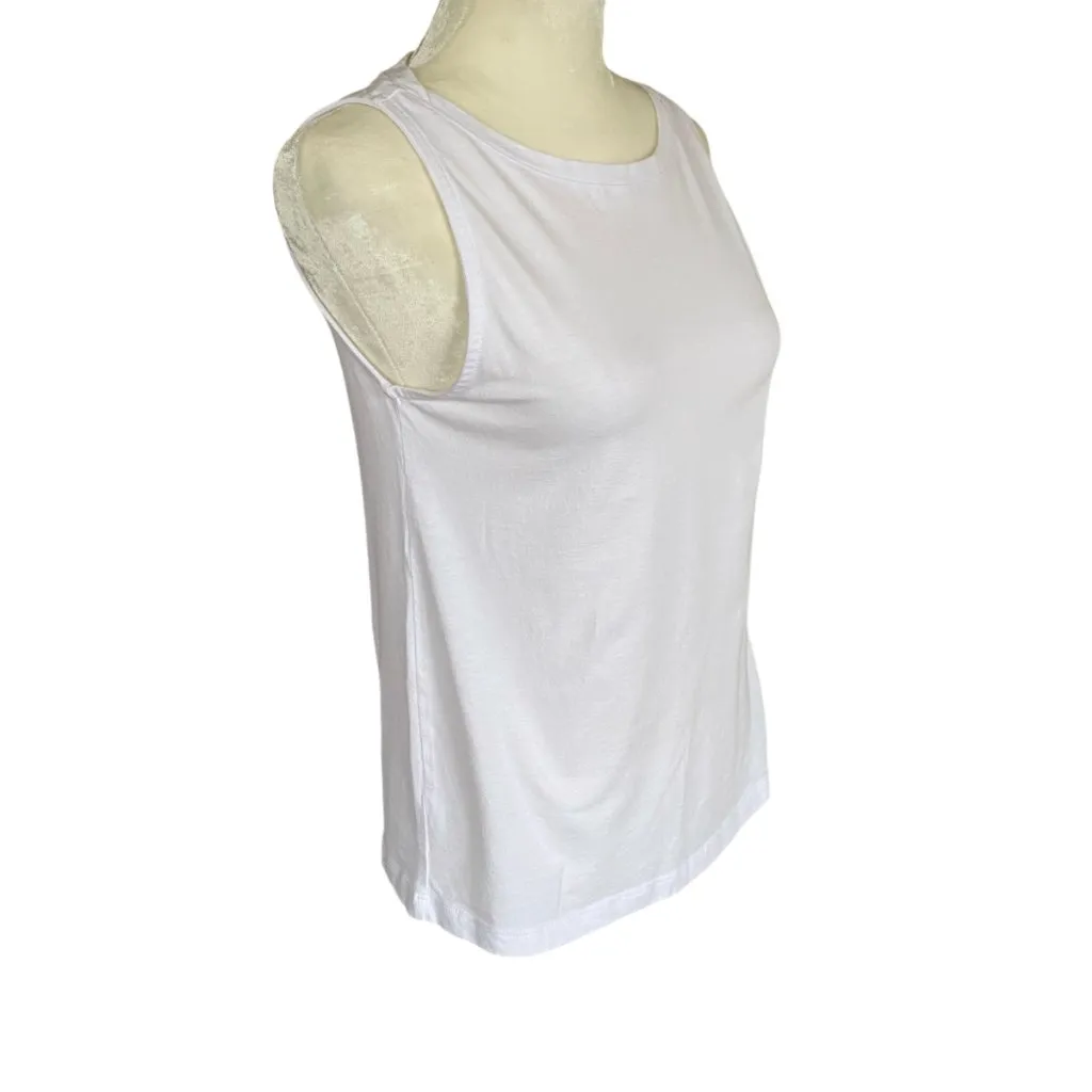 Lands End women's XS 2-4 casual white stretchy tank top cami round neckline - Image 2
