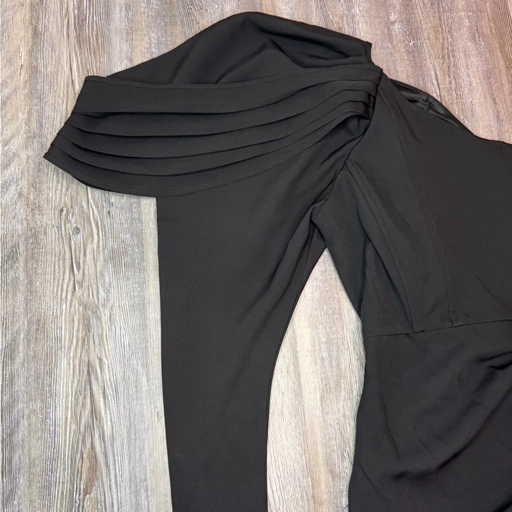 Club L London Womens Black Asymmetrical Party Mini Dress Feather Fringe Lining 6 - Image 5