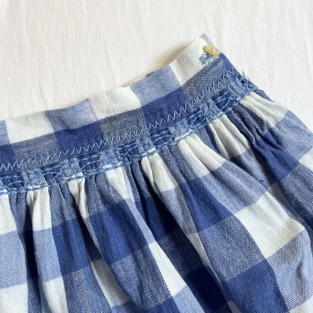 VTG White Blue Gingham Top & Skirt Embroidered Foral Cottage Peasant Fit S/M - Image 11