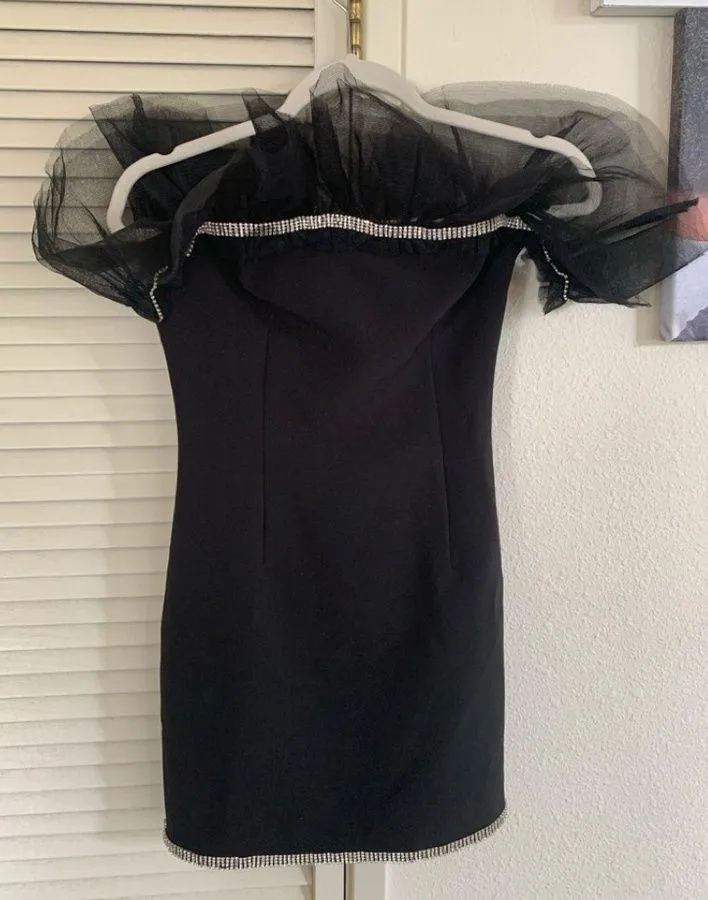 Tulip top tulle silhouette & sequins blackMINI cocktail dress Size 2 - Image 2