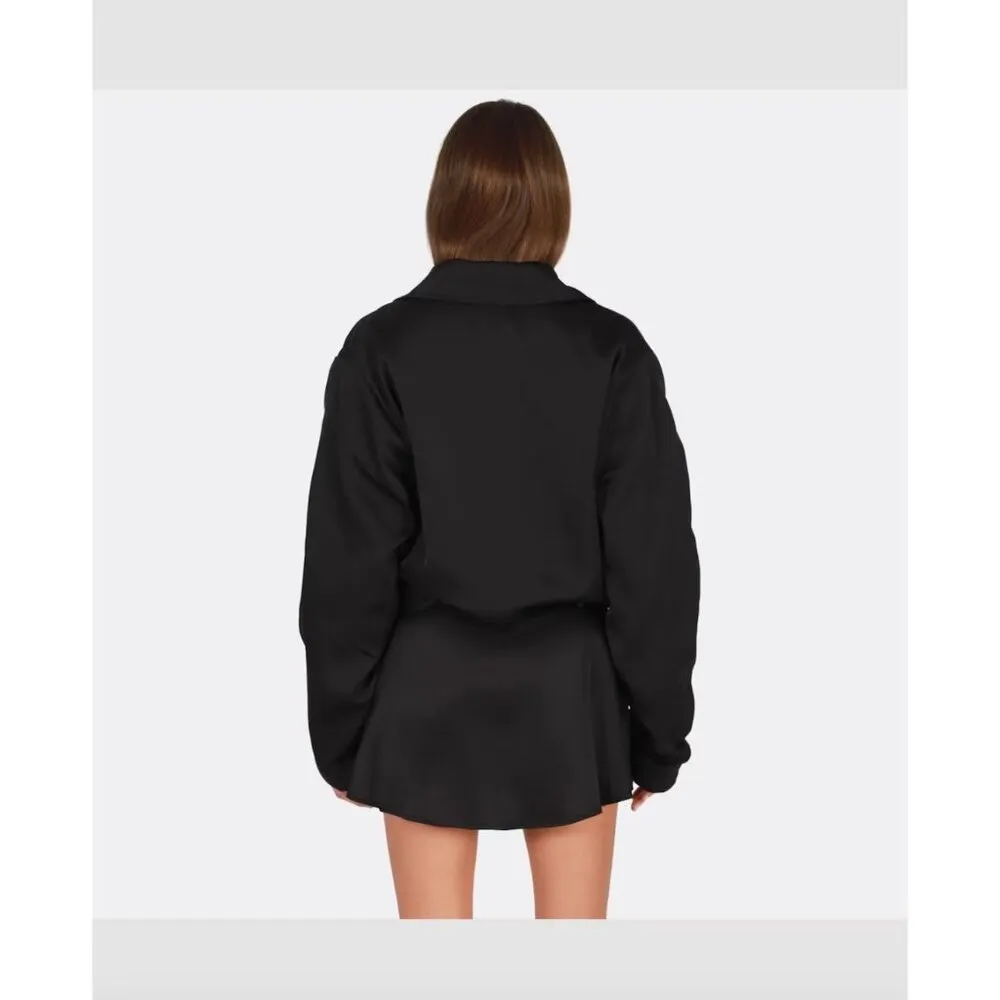 OW Collection Vegas Satin Jacket Black Womens Size Small - Image 4