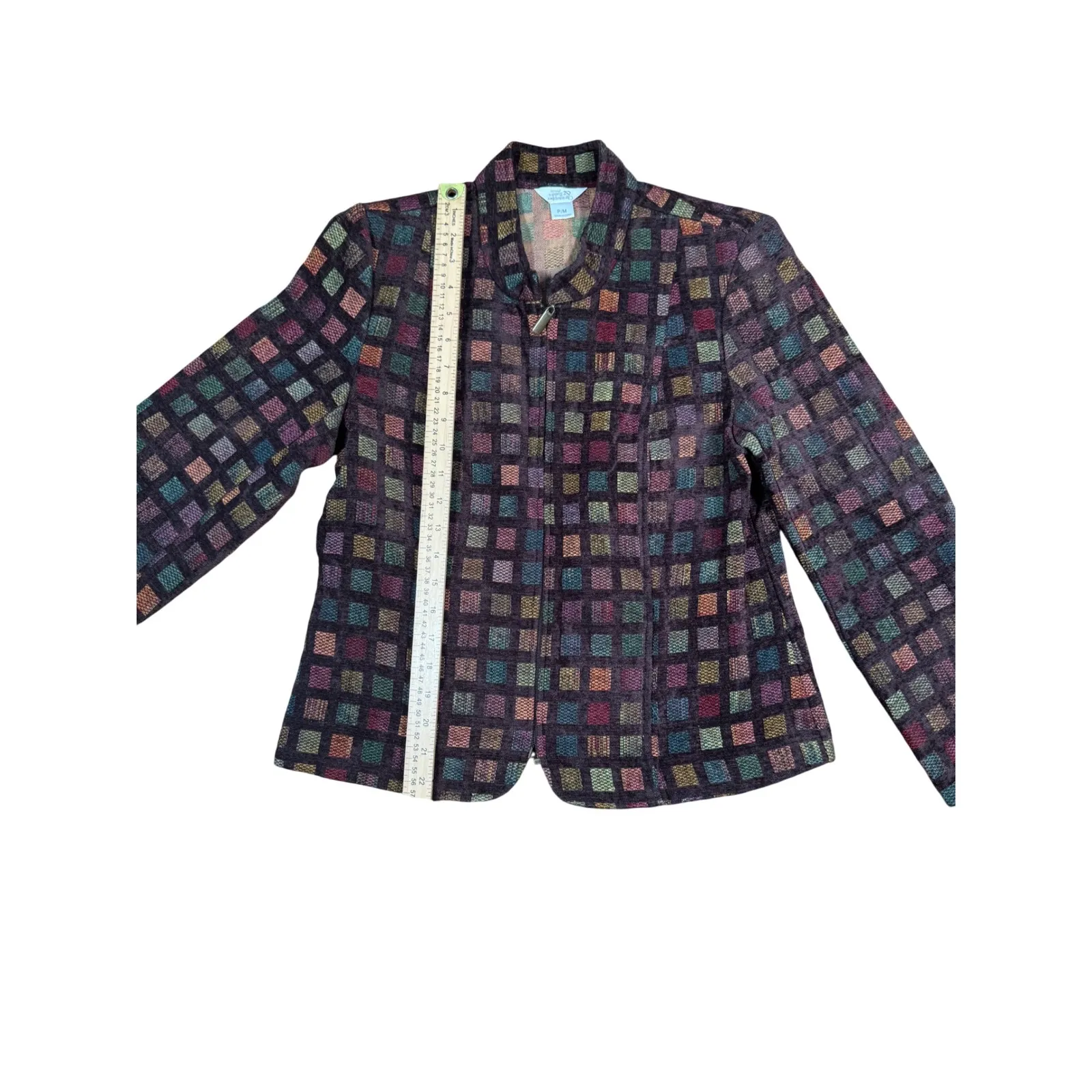 Christopher‎ Bank Petite medium Squared Multicolor Tapestry Zip Front Jacket - Image 3