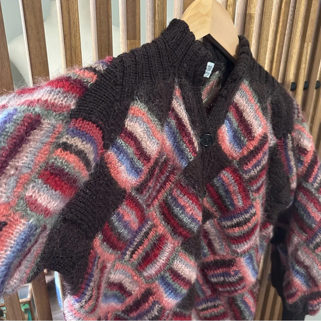 Susan Duckworth VTG All Wool Herringbone Pattern Multicolored Cardigan *READ Red Size undefined - Image 2