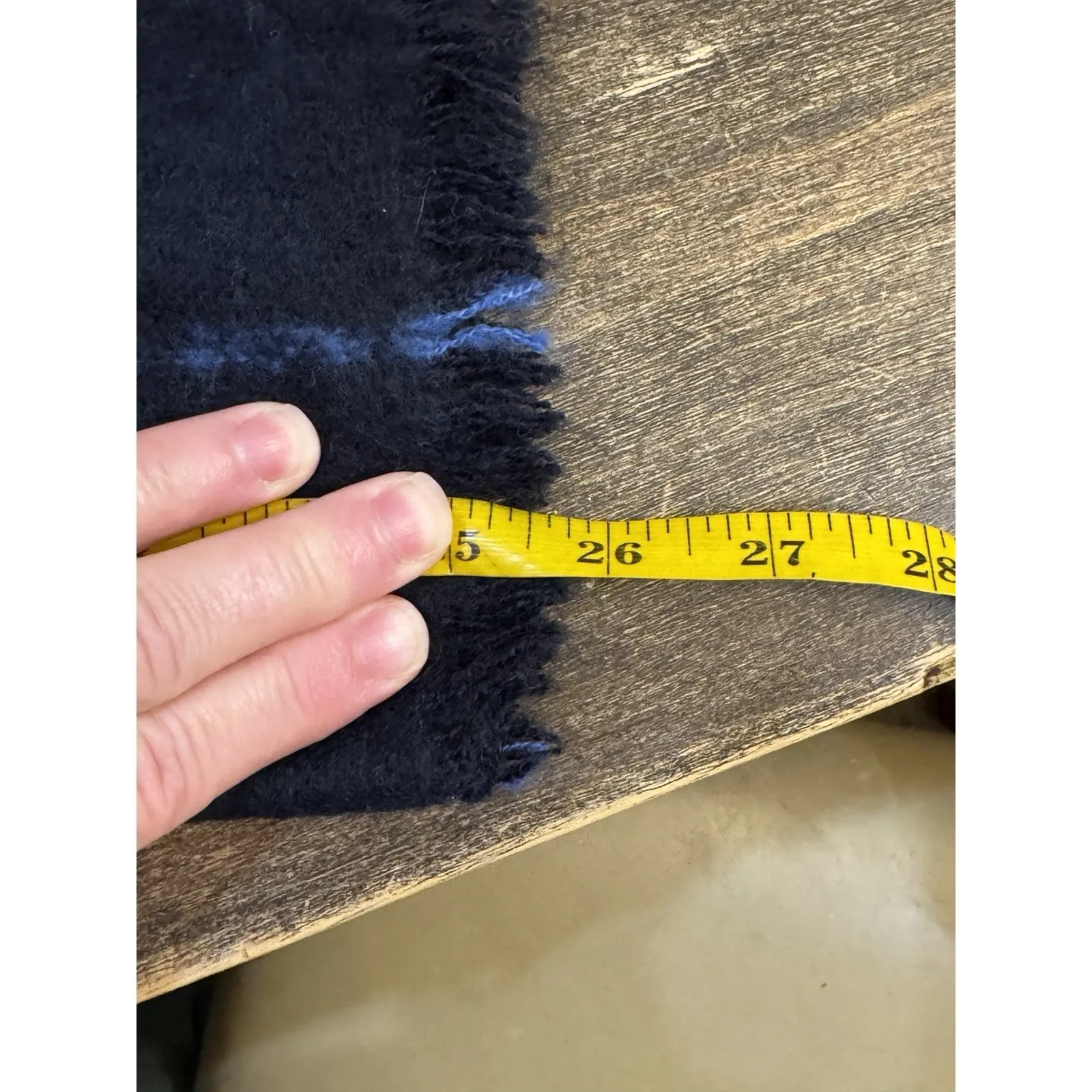 Lauren Ralph Lauren Blue Checked Large Scarf Shawl‎ 25•84" Fringe - Image 8