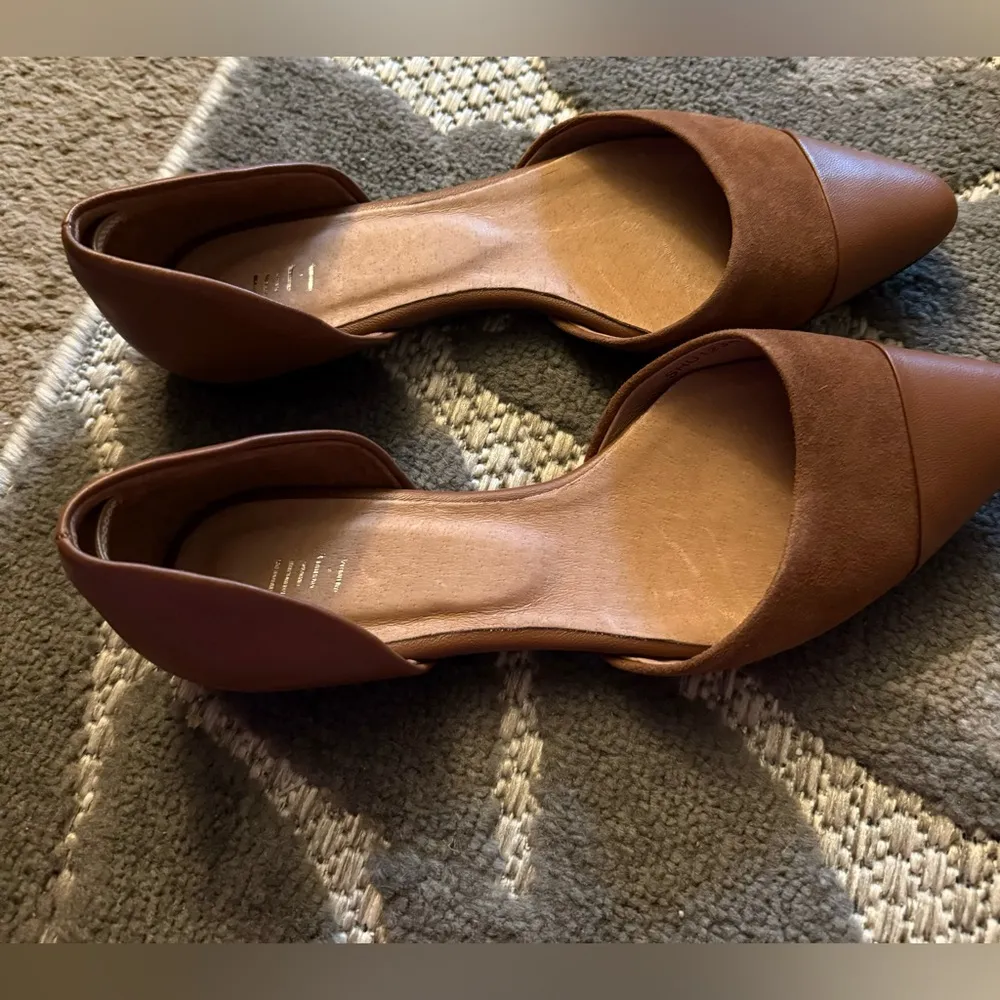 NWOT/ J. Jill Leather Pointed Toe Flats Size 8, Brown Leather Flats- Slip On - Image 2
