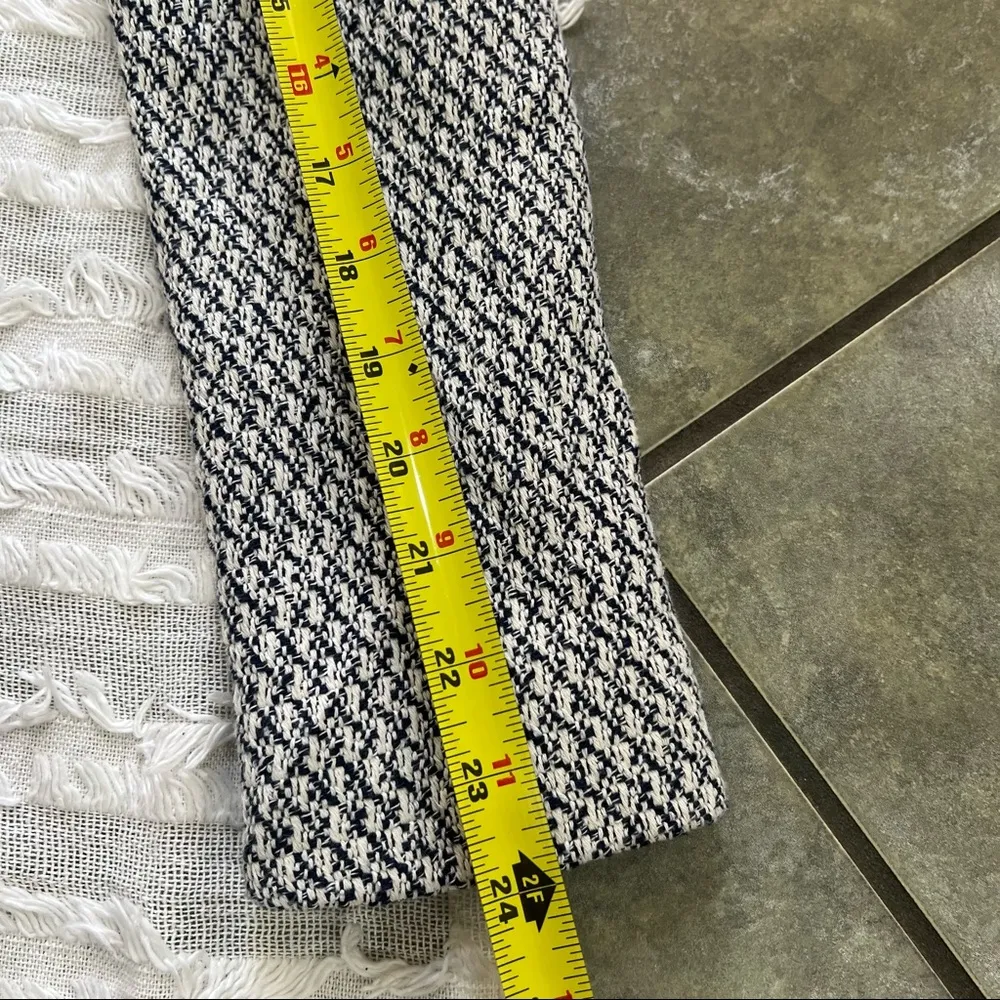 ZARA NAVY & ECRU LONG JACQUARD BLAZER JACKET WITH ZIPPED POCKETS SZ M CAREER EUC - Image 15