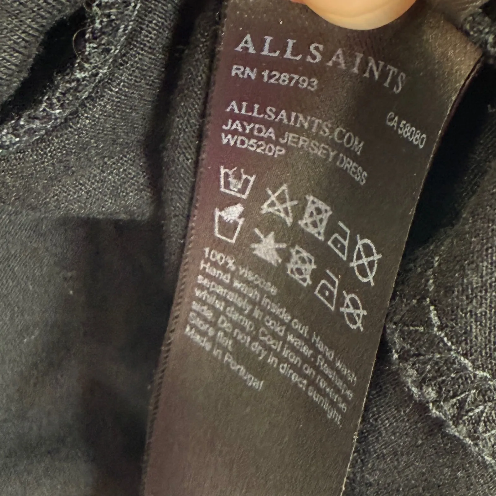 AllSaints Jayda Jersey Dress‎ Black Sleeveless Tie Waist Casual Womens Small - Image 7