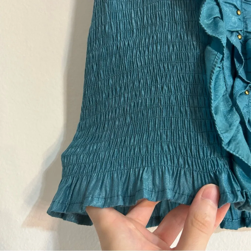 Arden B Y2K Ruffle Front Halter Tank Top Size Medium Mermaid Smocked - Image 2