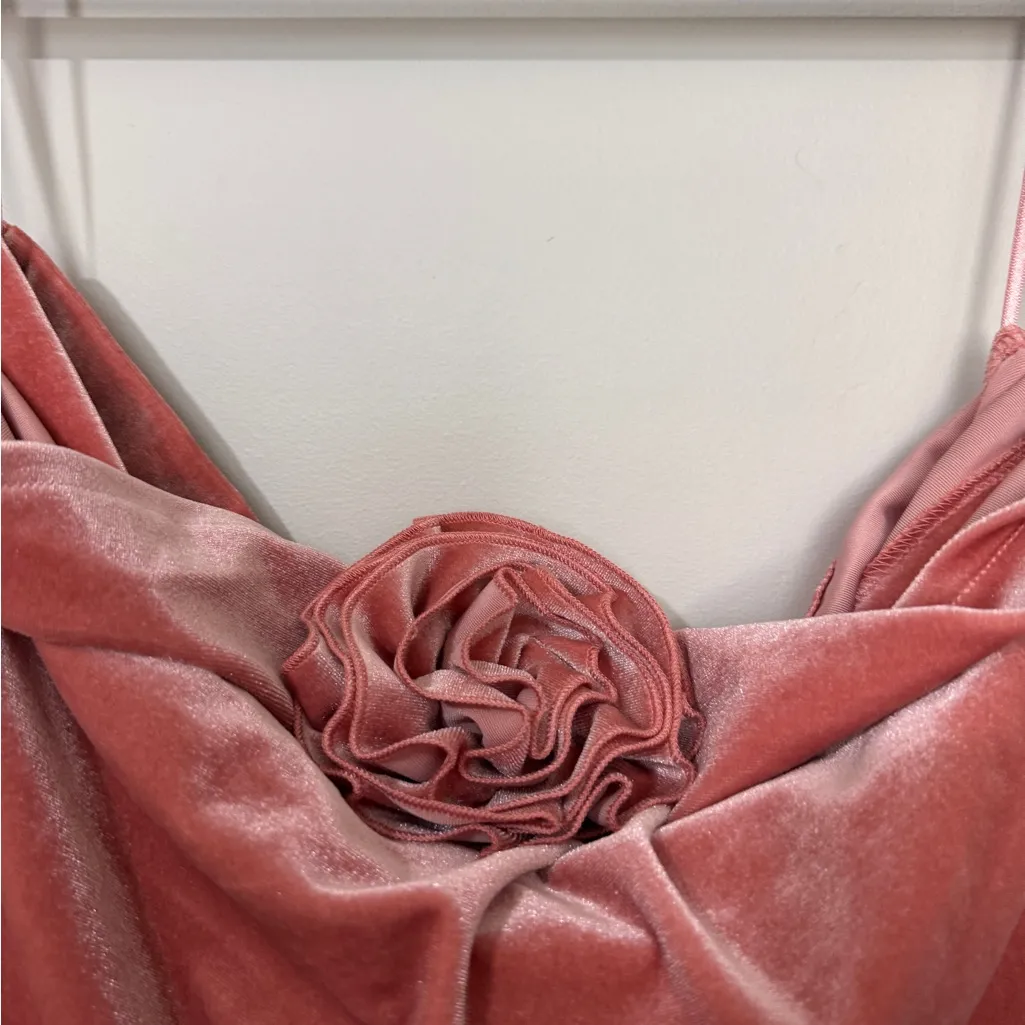 Reformation Adalynn Knit Velvet Two Piece Skirt Set Size Large Rose Top - Image 6