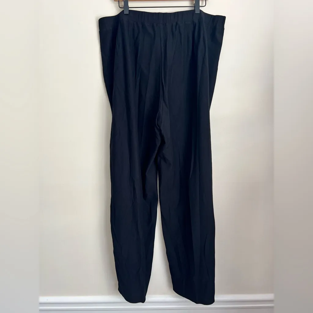 EILEEN FISHER System Washable Pants Black Crepe Pull On Elastic Waist Sz 3X Plus - Image 4
