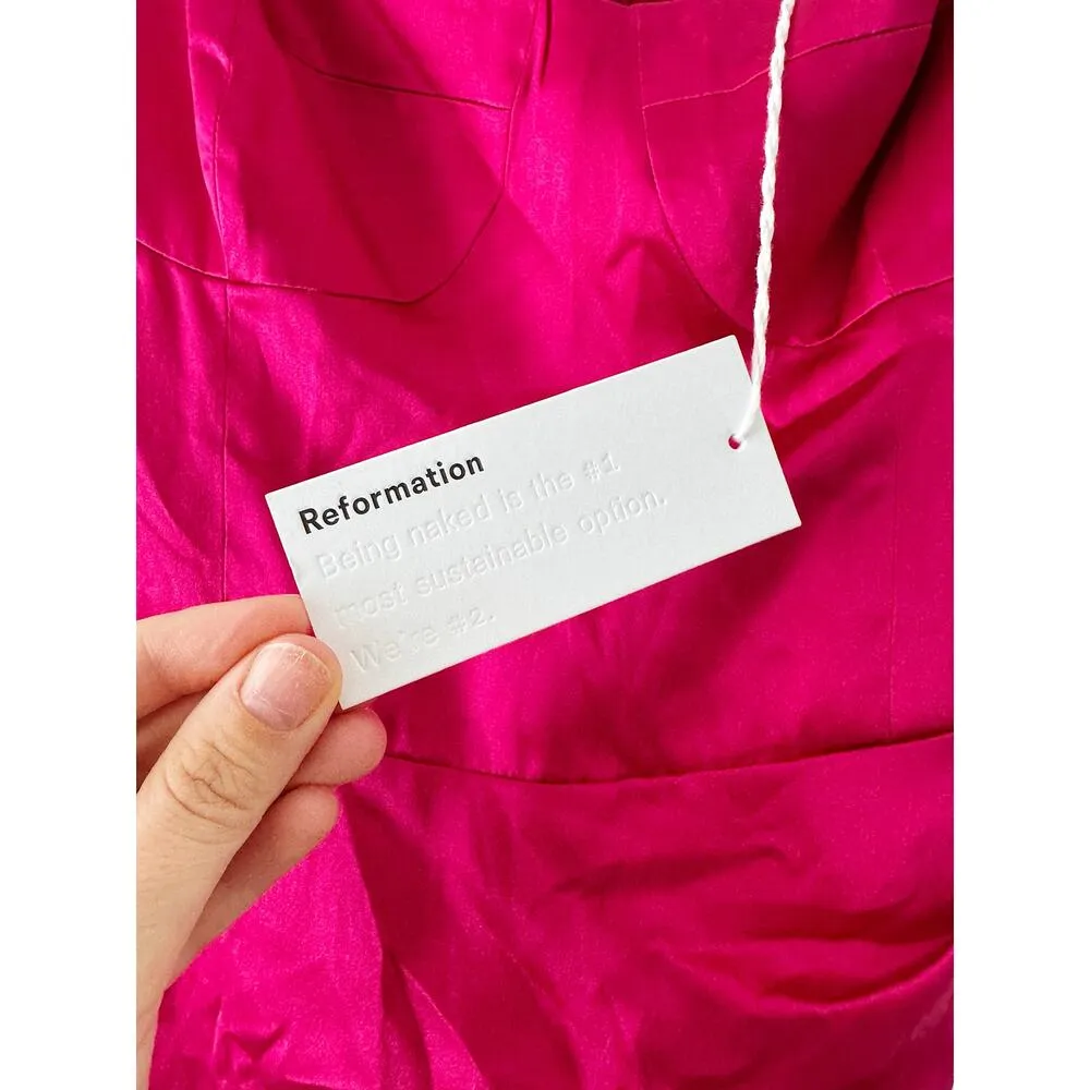 NWT Reformation Fonda Silk Satin Mini Dress in Rhubarb Size 2 - Image 7