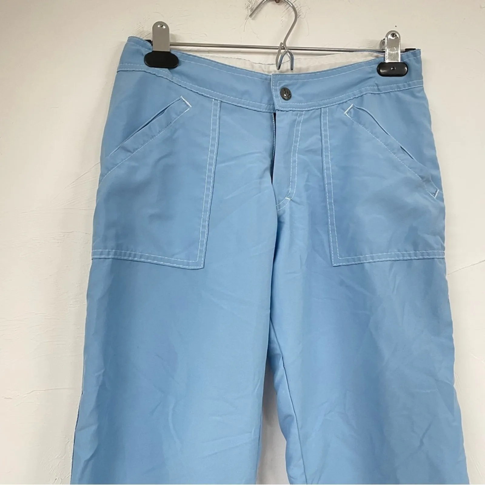 Prana Baby Blue Womens Wide Leg Cropped Hiking Pants XS Adjustable Waist Outdoor - Image 2