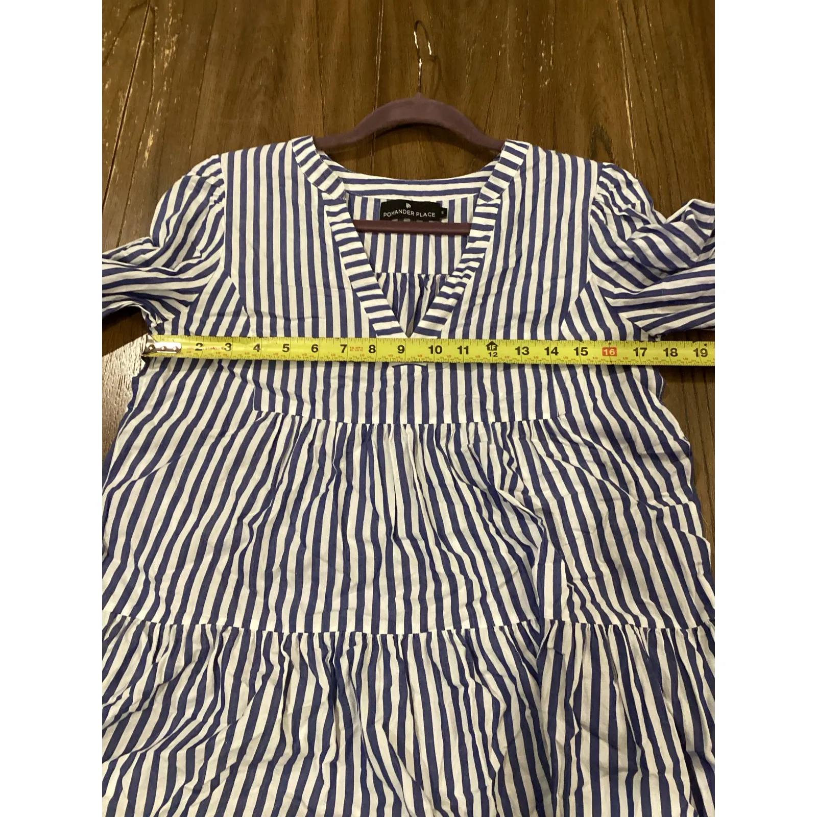 Pomander Place long sleeve Blue and White Stripe Cotton Poplin Kenzo mini Dress - Image 5