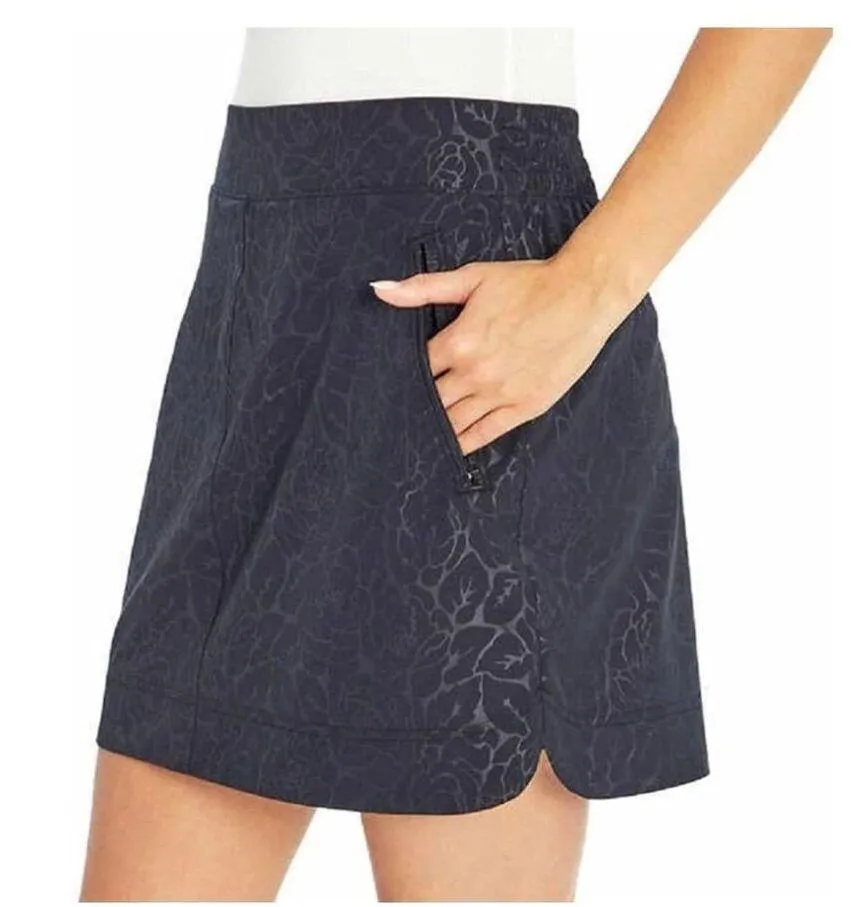 Orvis Womens Embossed Pull On Travel Skort Golf Black Rose Embossed Print Sz M - Image 8
