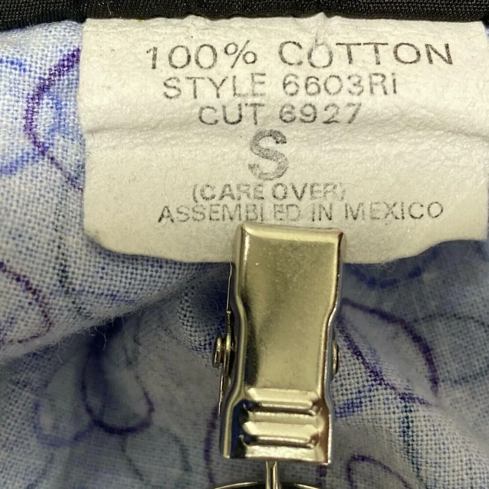 Los Angeles Rose Blue Patterned Tie Back Scrub Top Shirt Size Small S - Image 3