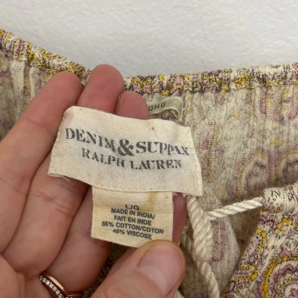 Denim & Supply Ralph Lauren Paisley Boho Tassel Tie Blouse - Size L - Image 5