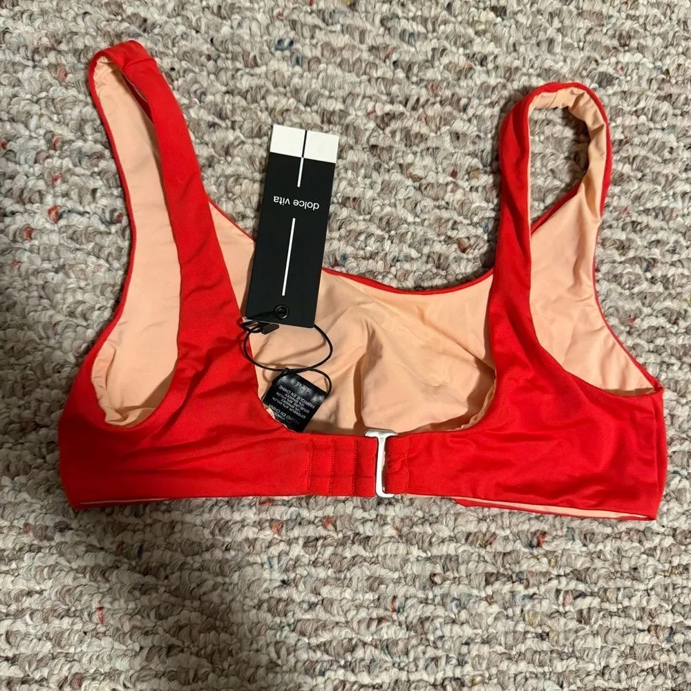 NWT DOLCE VITA Knot Crop Bikini Swim Top Cherry Red - Image 7