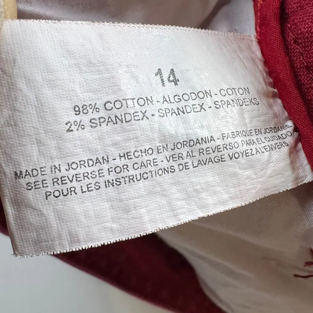 Gloria Vanderbilt Vintage High Rise Red Cotton Cargo Crop Pants Jeans Size 14 - Image 8