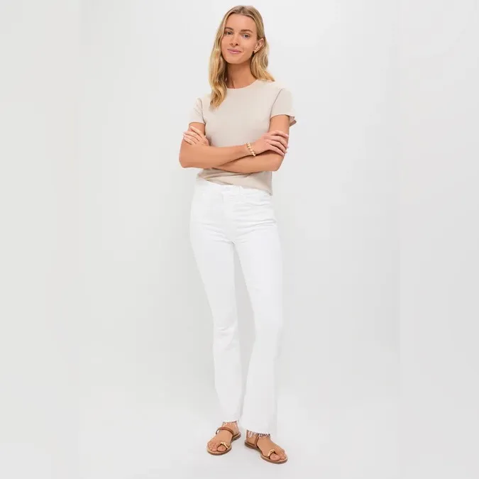 Mother The Weekender Fray White Denim Jeans, Fairest of Them All - Image 15
