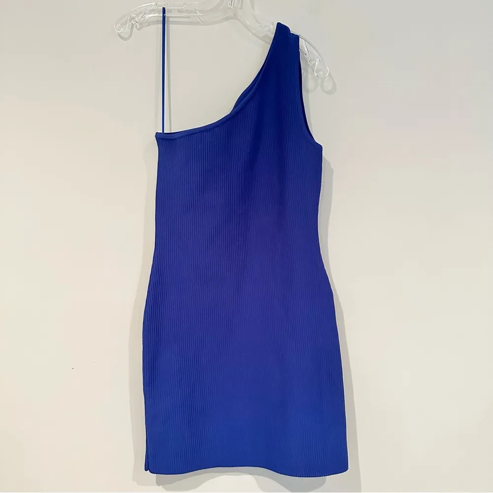 Sincerely Jules Stretch Knit One Shoulder Dress Women's Large Royal Blue Spandex - Image 3
