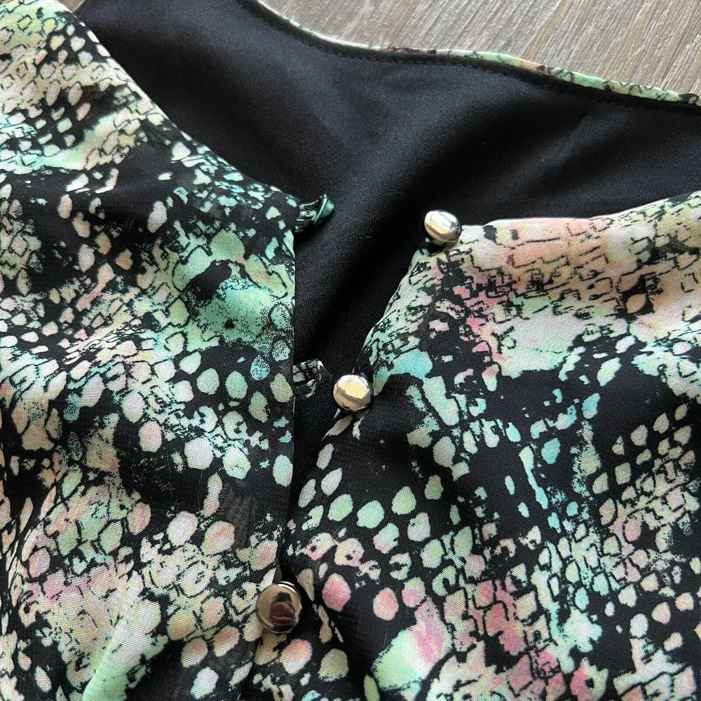 Bobeau Hi Low Dress Womens Small Green Snakeprint Boho Colorful - Image 13