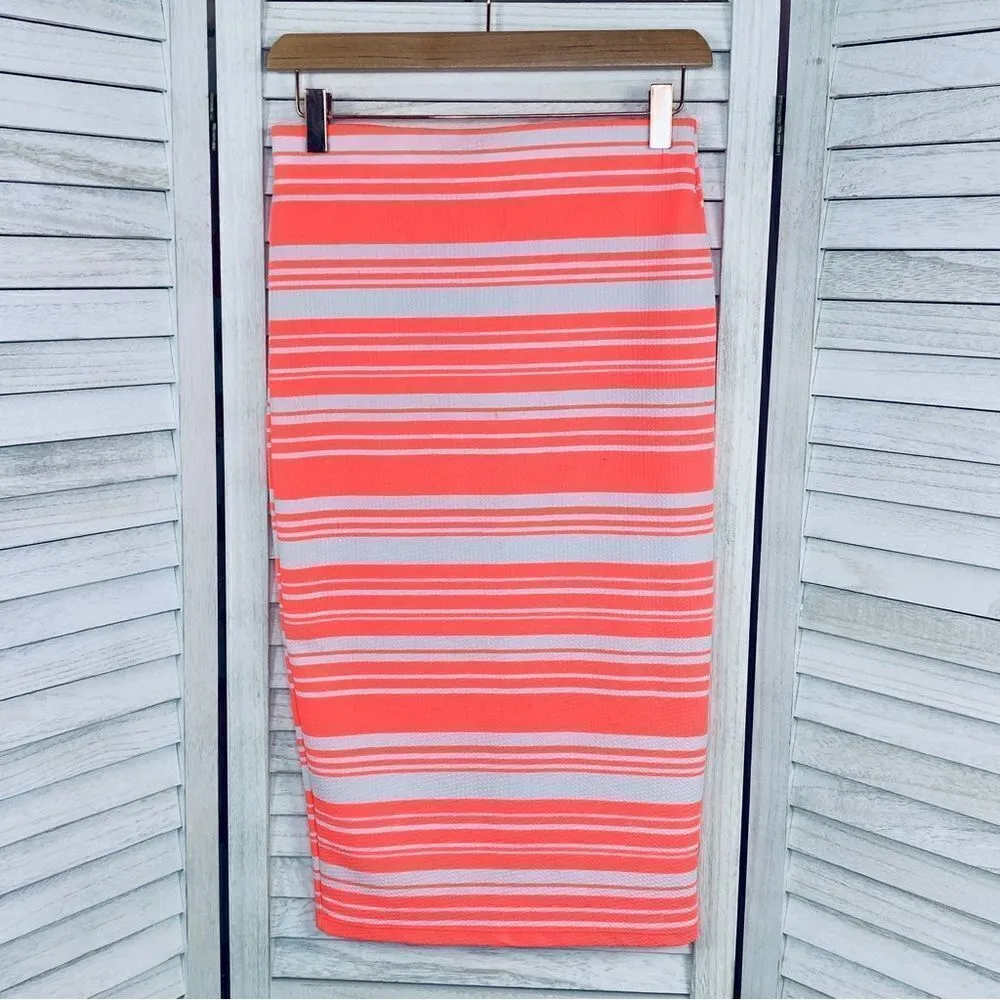 Brat Star Neon Striped Pencil Skirt Small White Pink - Image 2