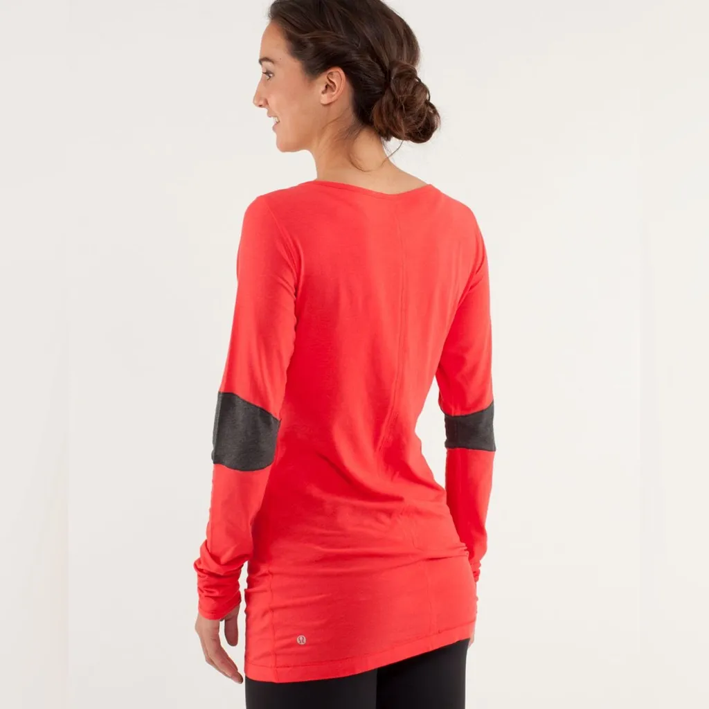 Lululemon Athletica Bright Red Long Sleeve Tee with Black Accents - Image 2