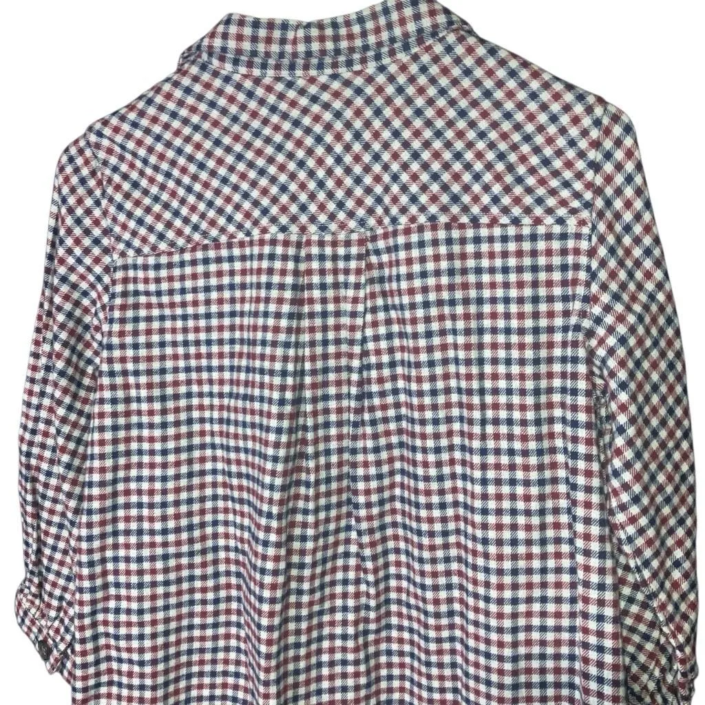 Gap Red & Navy Gingham Flannel Utility Mini Shirtdress 3/4 Sleeves XS #756 - Image 7