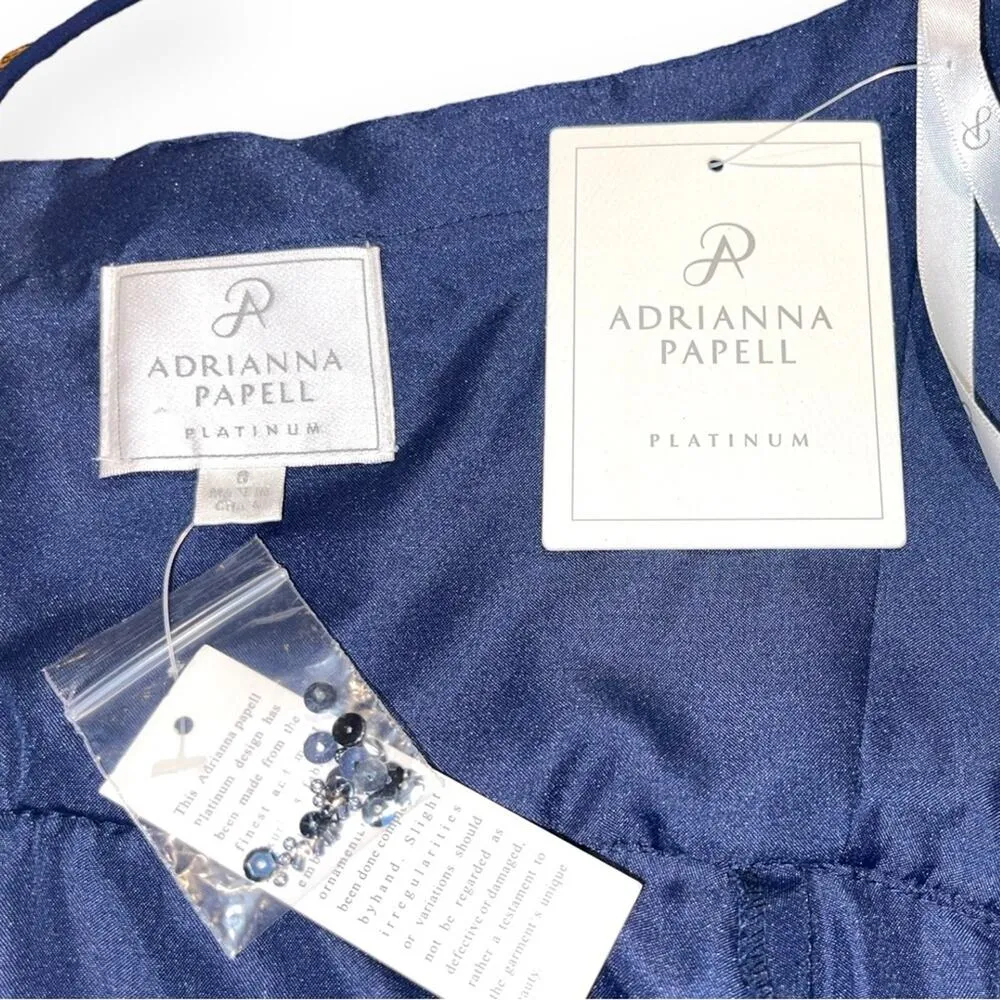 Adrianna Papell Platinum 40154 Spaghetti Strap Dress Navy 8 - Image 9