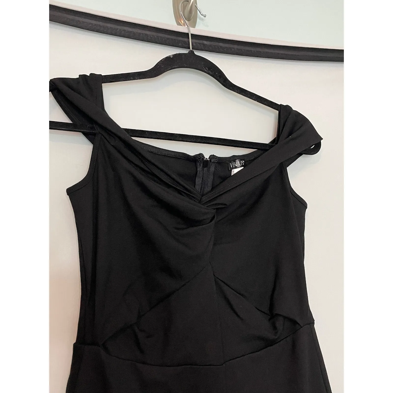 Venus Black Off Shoulder Lace Trim Hi Lo Dress Womens Size 6 Formal Evening - Image 7