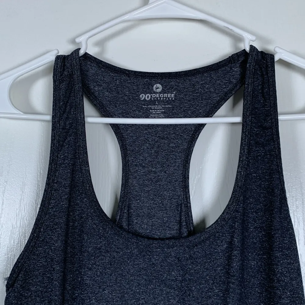 90 Degree by Reflex Charcoal Gray Racerback Athleisure Tank Top Large EUC #1797 - Image 2