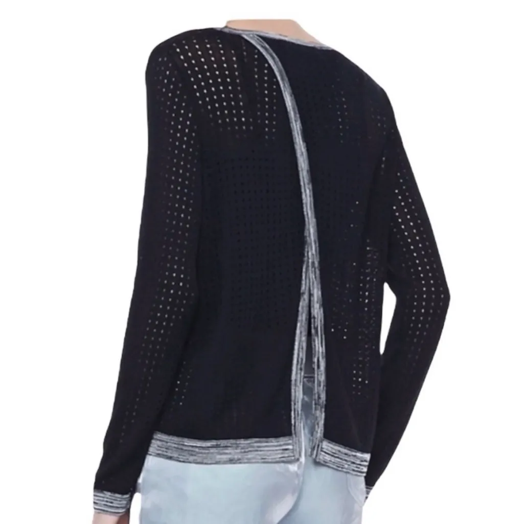 NEW Rag & Bone Arianna Pullover Sweater Womens S Perforated Split Back Cotton - Image 3