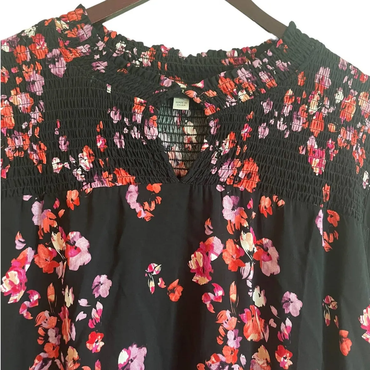 Alexander Jordan Women Top XL Floral Rayon Cottagecore Fairy Dark‎ Romantic Boho Black - Image 10