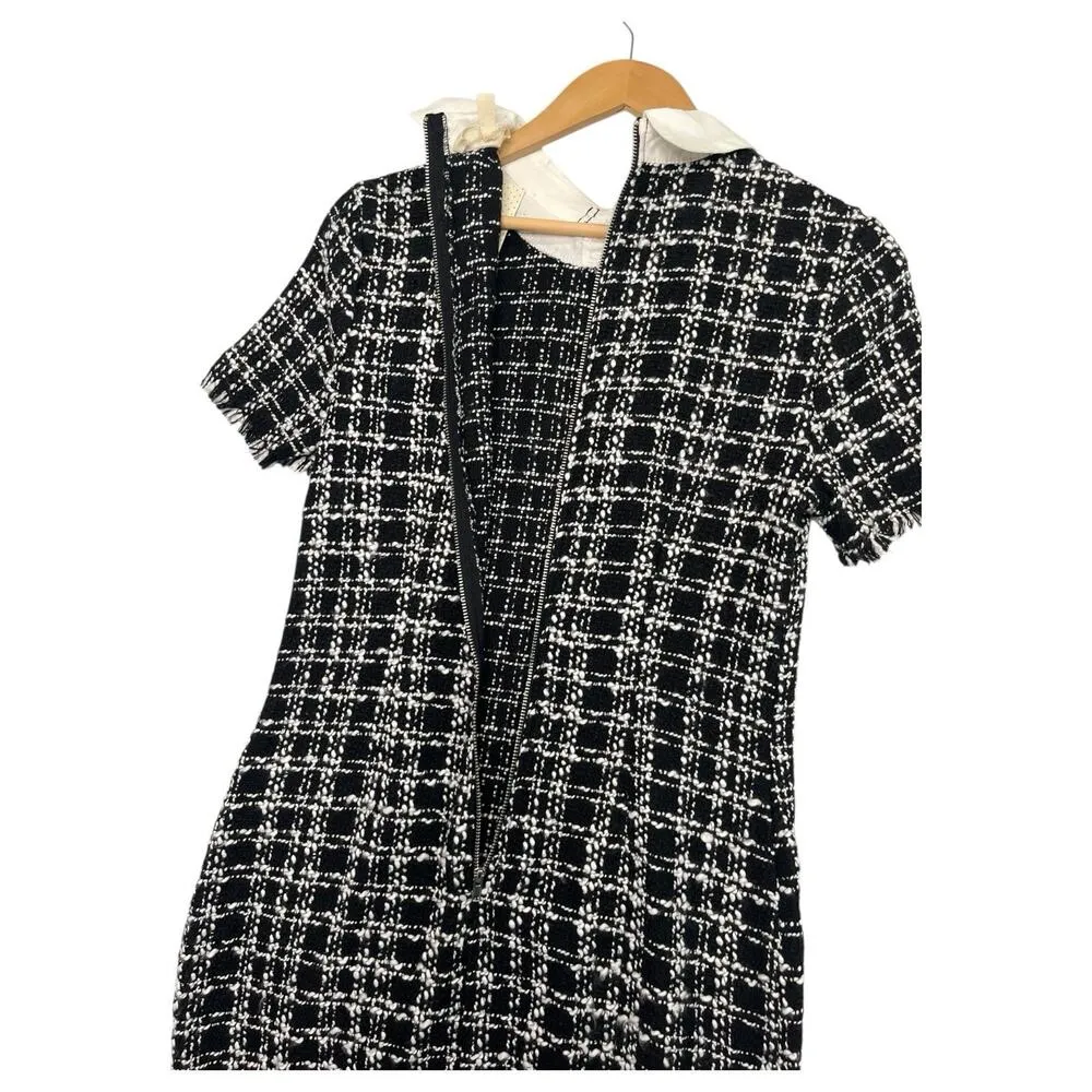 New BeBop Dress Womens Small Black White Tweed Academic Wednesday Addams Preppy - Image 10