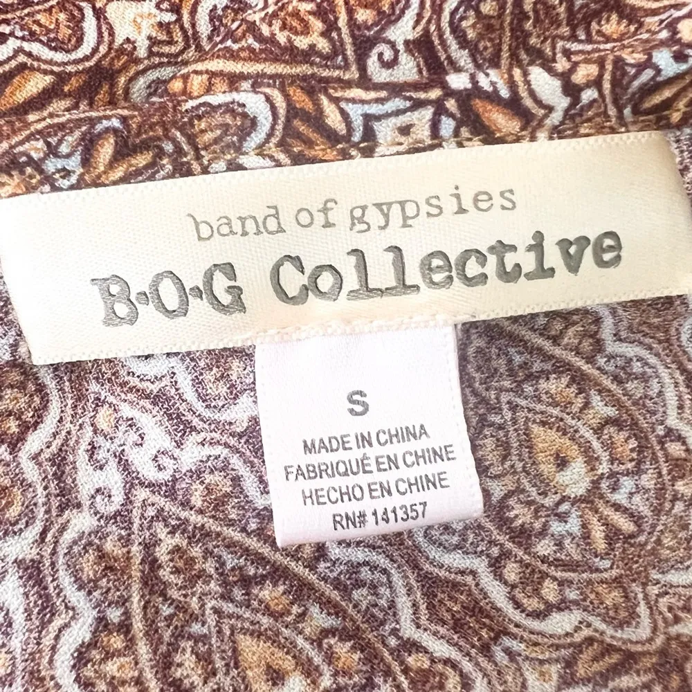 Band Of Gypsies Boho Flutter Sleeve Faux Wrap Medallion Dress Size Small - Image 11