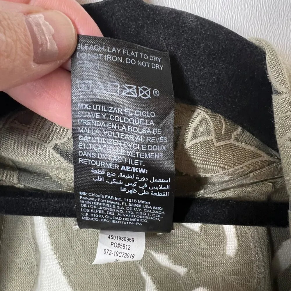 Chico’s travelers green leaf print sequin jacket‎ lightweight women's size 12/14 - Image 8