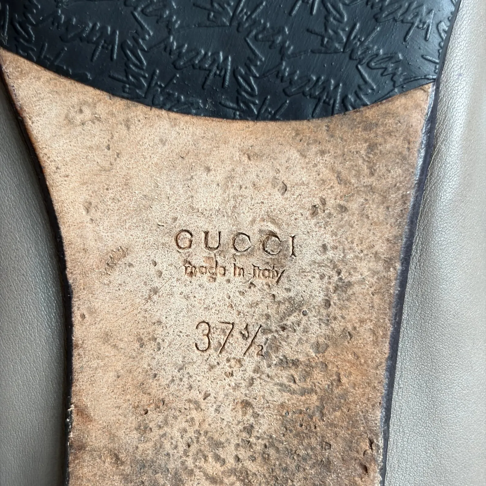 GUCCI Ballerina GG Bow 7.5 Black Tan Leather Flats 37.5 Women's Ballet Box Shoes - Image 8