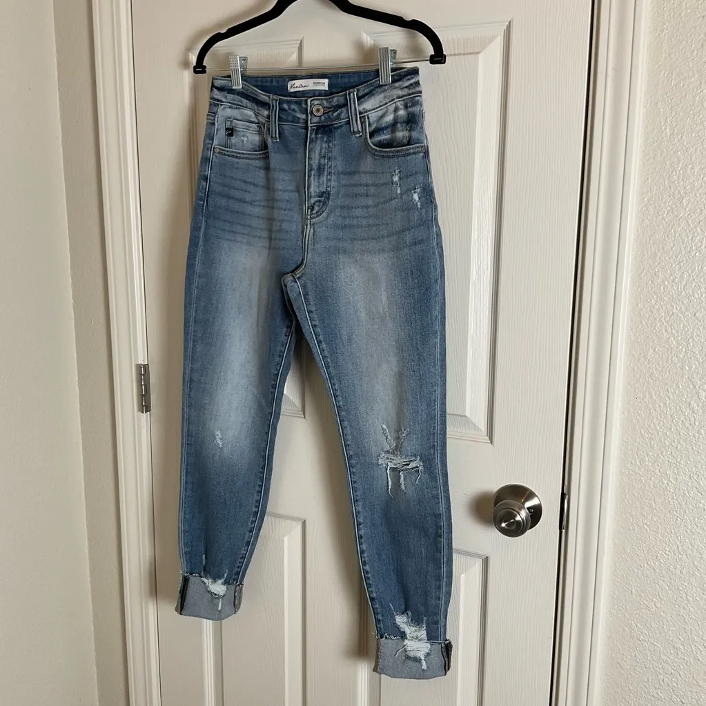 KanCan Women’s High Rise Cuffed Hem Ankle Skinny Jeans size 27 Blue - Image 3