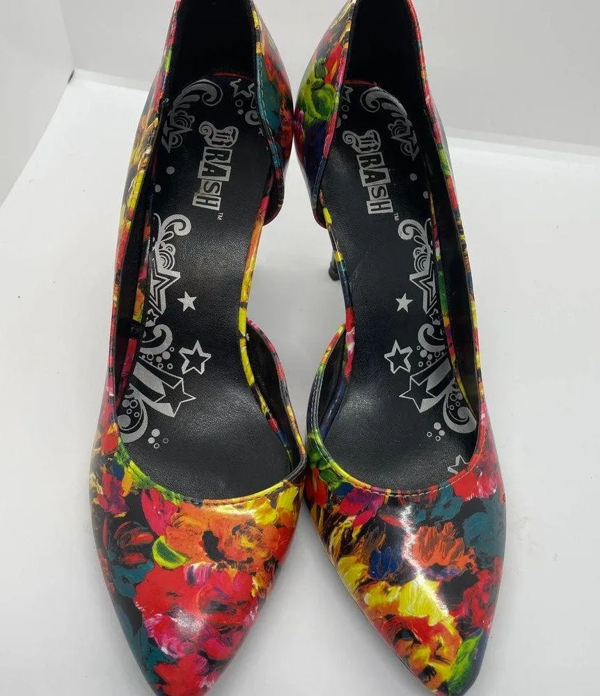 BRASH Dorsay Stiletto Floral Multicolor Heels sz 8 - Image 6