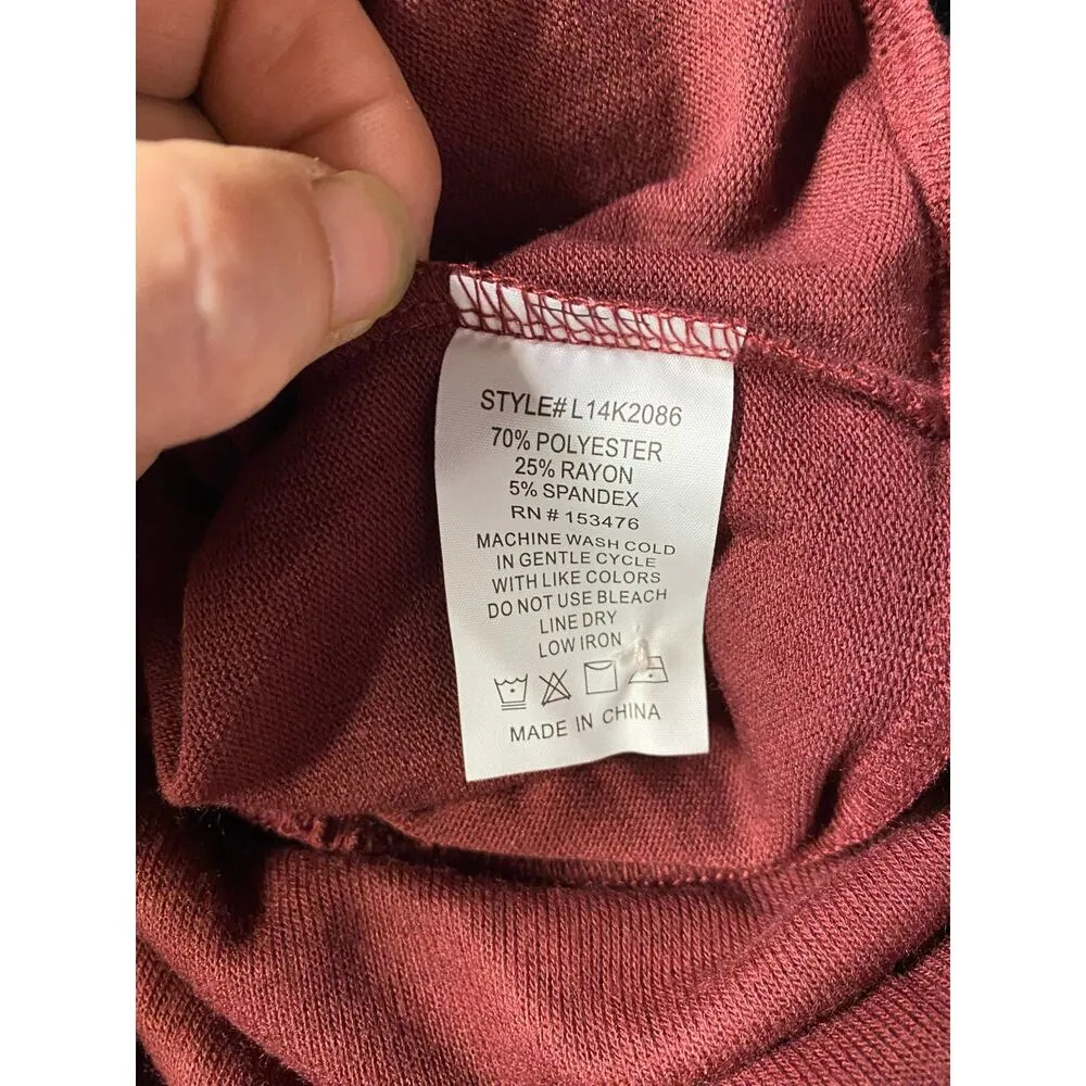 Brea Canyon Stitchfix Womens Size Large Keyhole Turtleneck Blouse Claret Red NWT - Image 6