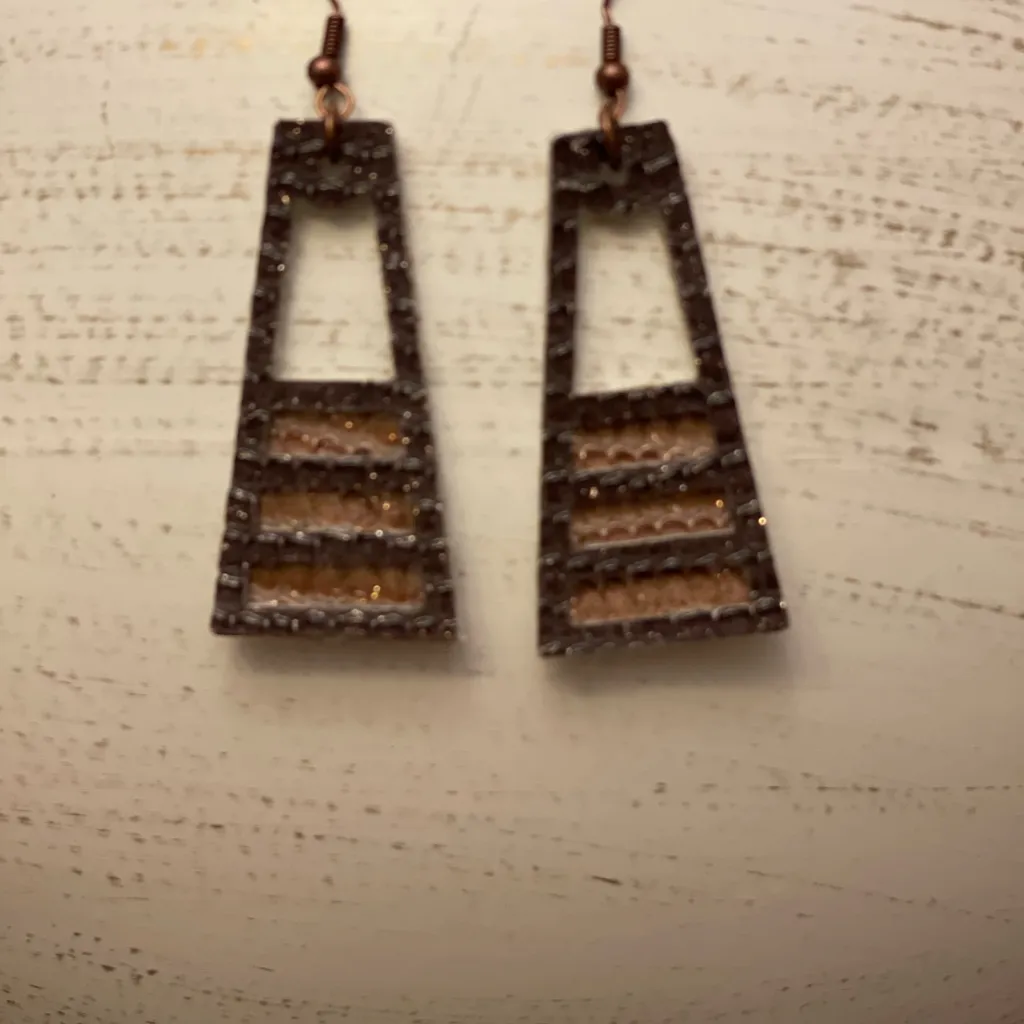 Faux Leather Taupe and brown earrings Tan - Image 7