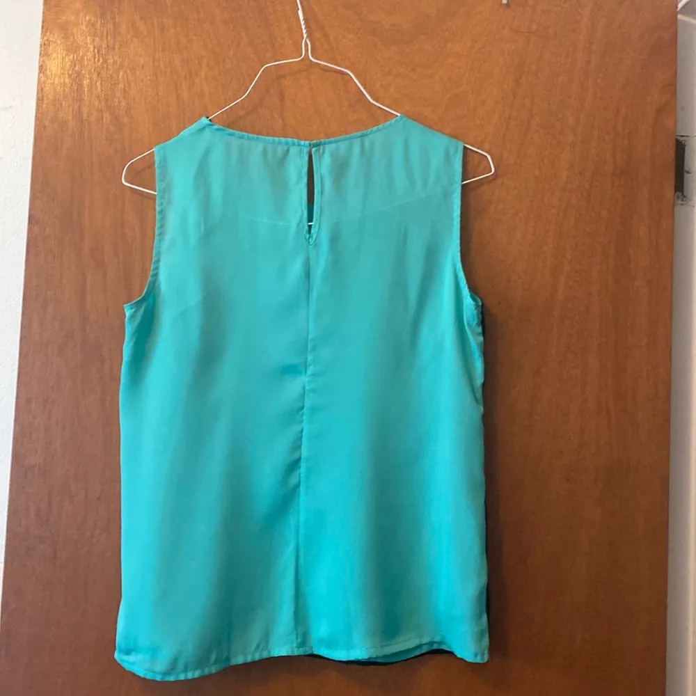 Metaphor Mint green and black medium sleeveless blouse - Image 2