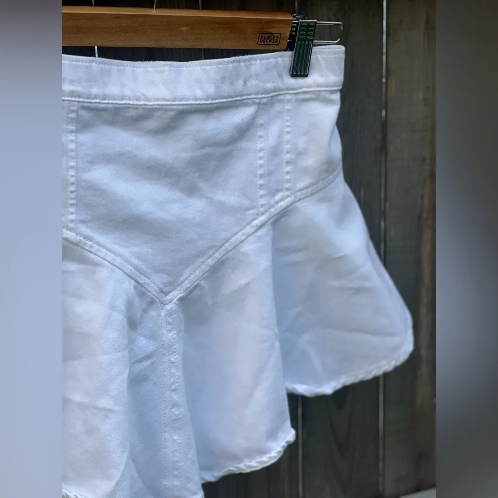 Aerie White Denim Circle Mini Skirt - Image 5