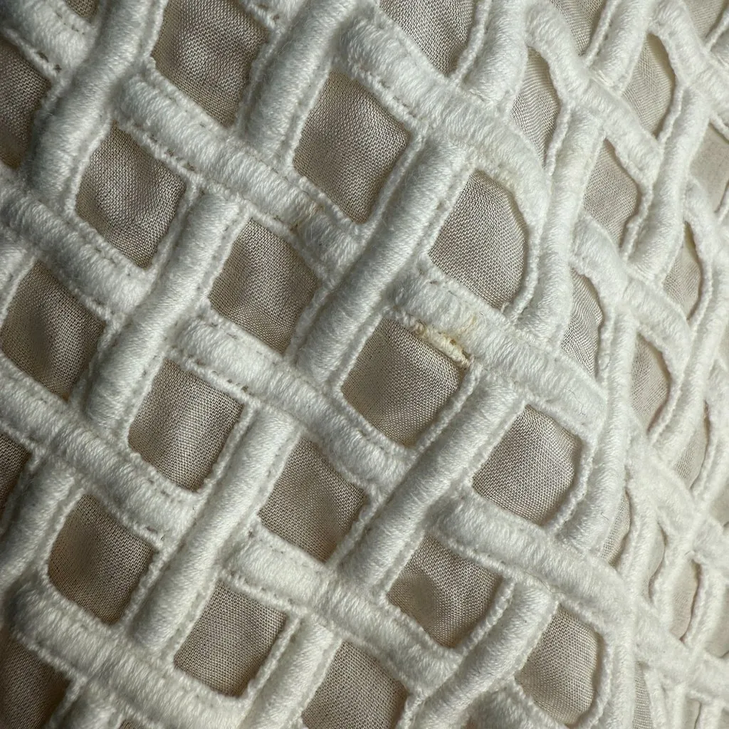 Tory Burch Alaina Skirt Silk Lattice Diamond Weave Ivory Cream Size 2 - Image 10
