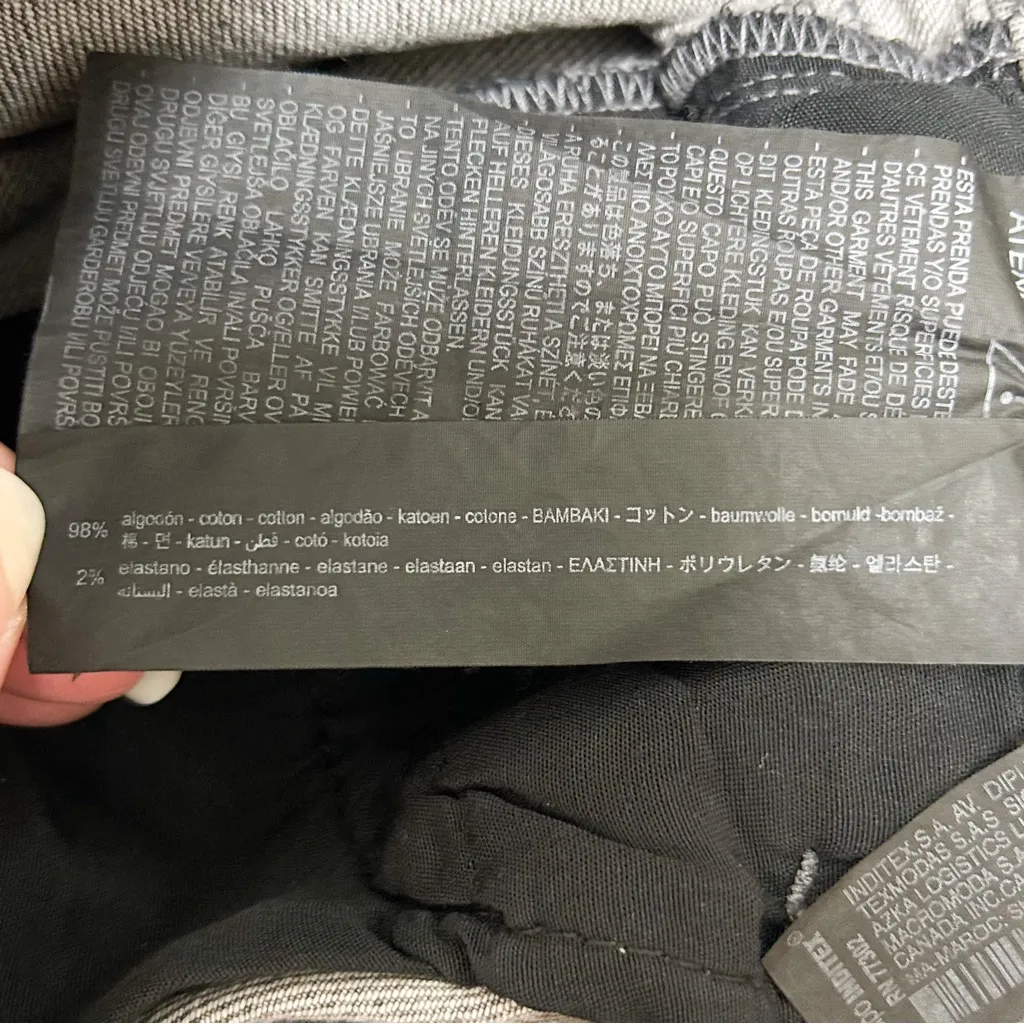 Zara Washed Out Grey Cropped High Rise Slim Fit Straight Leg Jeans Denim NWT 2 - Image 9