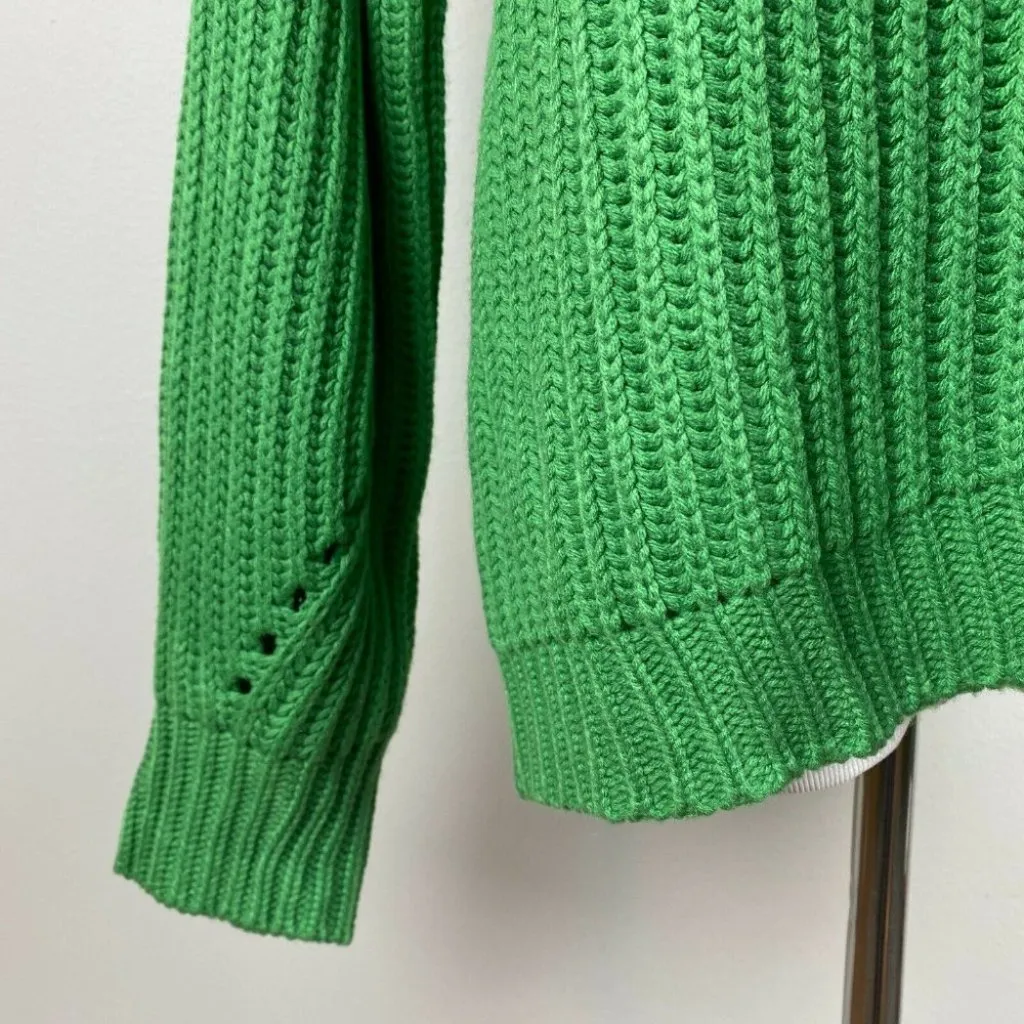 Code X Mode Cardigan Sweater S‎ Chunky Knit Green Open Oversized New - Image 3