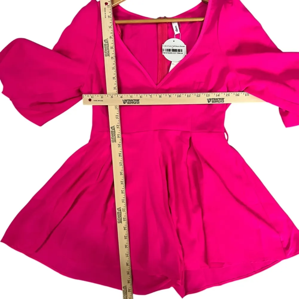 Glam Boutique Style Women’s‎ Hot Pink Lots of Love Half-Sleeve Romper Zip Shorts - Image 5