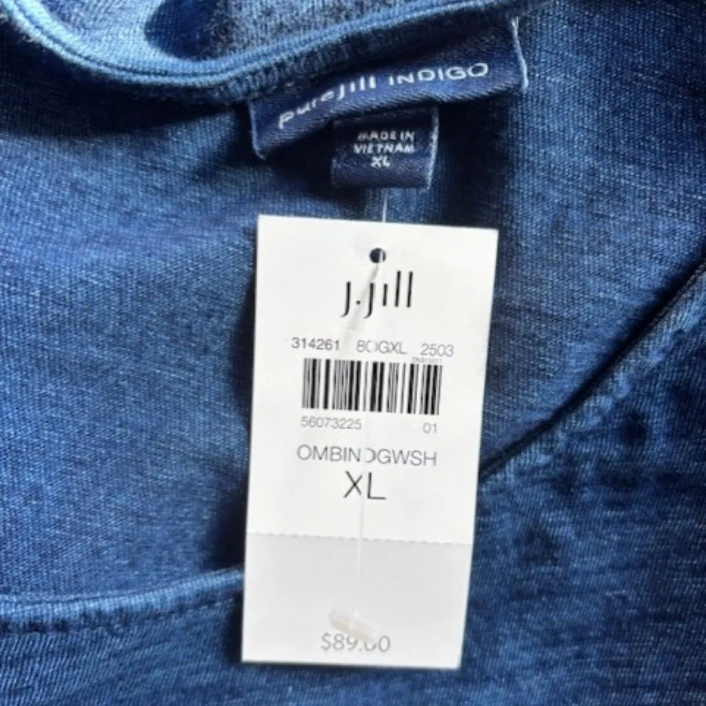 Pure J.Jill Indigo Ombre Tee Shirt Dress XL Short Sleeve Pockets NWT Blue Boho - Image 8