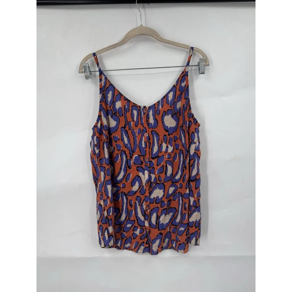 Cabi Isla Cami Animal Printed Top Women M Colorful Retro Button Front Bohemian‎ - Image 3