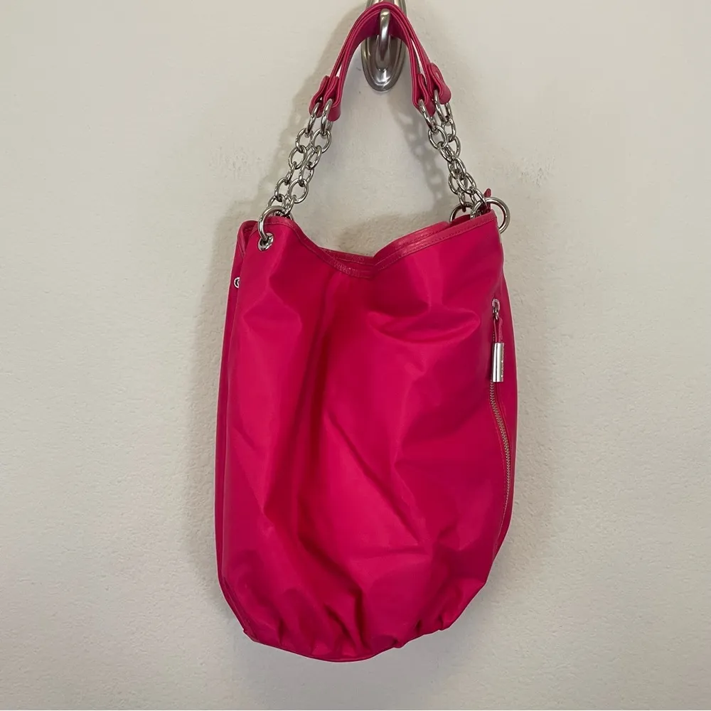 BODHI Pink Nylon Shoulder Bag Leather‎ Chain Handles - Image 5
